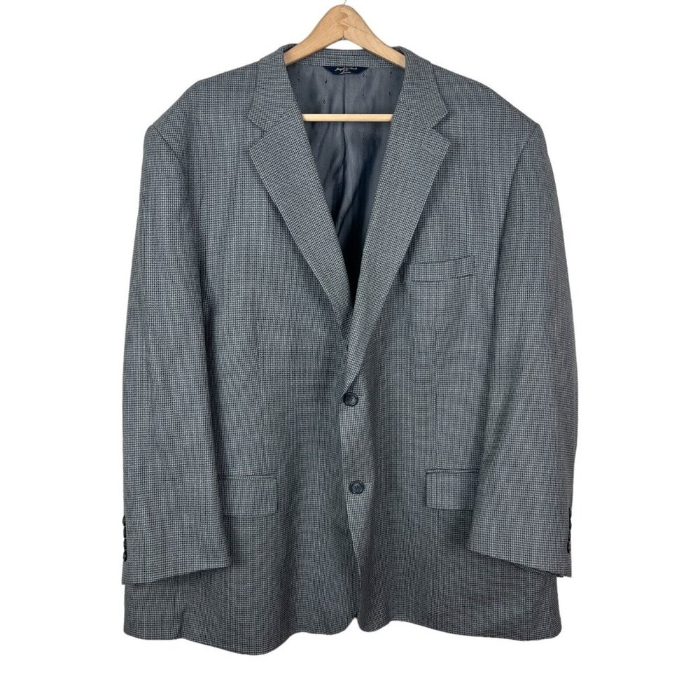 Joseph Feiss Gold Sport Coat Blazer Jacket Mens 54 R Two Button Wool Houndstooth